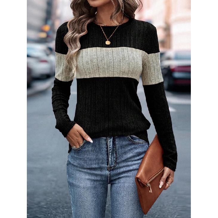 Ladies' New Versatile Work Four Seasons Leisure Daily Sexy Beautiful Loose Top Long Sleeve T-Shirt