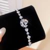 18K Real Gold Plated Premium Zircon Heart Moon Buckle Bracelet Light Luxury Exquisite Super Sparkling Ins Jewelry