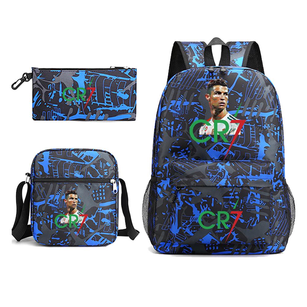 CR7 Backpack 3Pcs Travel Bag Canvas Backpack School Bag For Boys Girls Canvas Teens Laptop Zipper Students  Mochilas