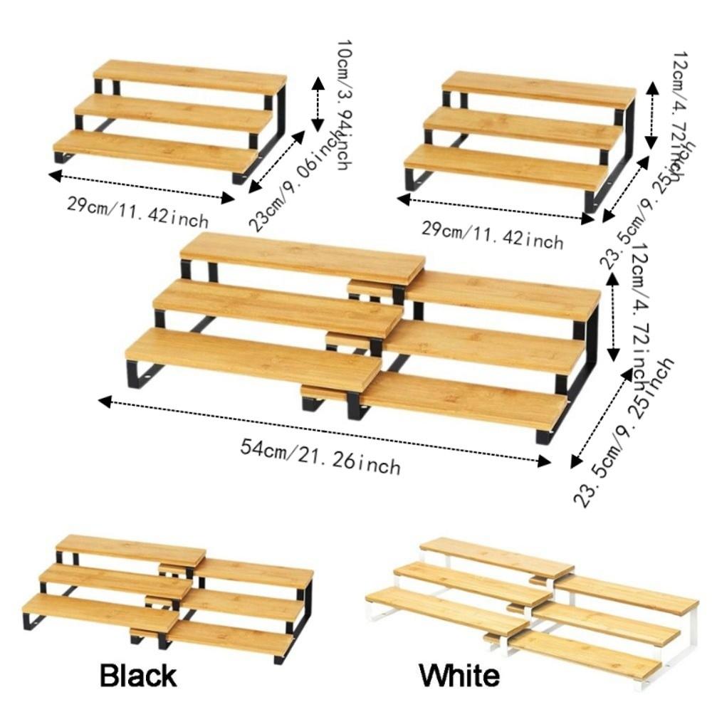 Large Capacity Expandable Step Storage Rack Bamboo Model Display Stand  For Kitchen