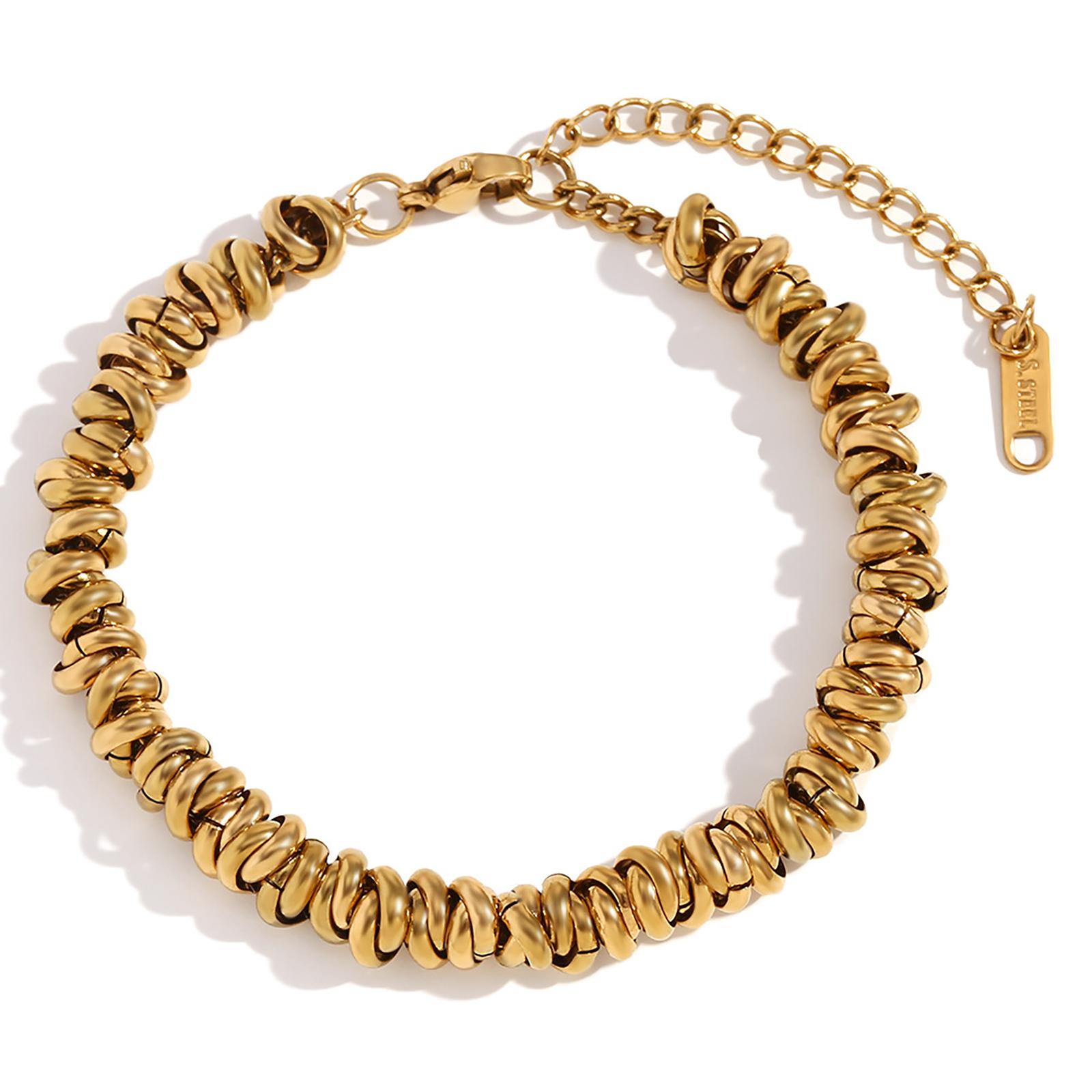 

Elegant Beaded Bracelet Braided Necklace Stylish Jewelry Stainless Steel Texture Suitable for Parties and Celebrations B