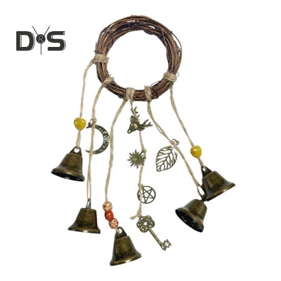 

Дверная ручка, ведьмин колокольчик, защита дома, подвесной латунный колокольчик, венок из ротанга, колдовство, дверная вешалка, украшение в виде колокольчика ветра в стиле Викка A