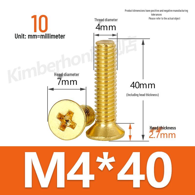 Copper Phillips Countersunk Head Machine Screws, Sizes M2–M4, Lengths 6/8/10/12mm