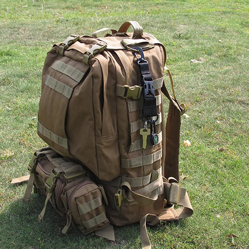 Tactical Nylon Webbing Backpack Hook Multifunctional Carabiner D-Shaped Keychain Double-Split Quick Release Hanging Buckle