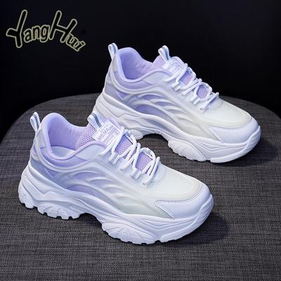 Mixed Colors Breathable Platform Sneakers New Casual All-match Mesh Lightweight Sprots Running Shoes Fashion Spring Autumn