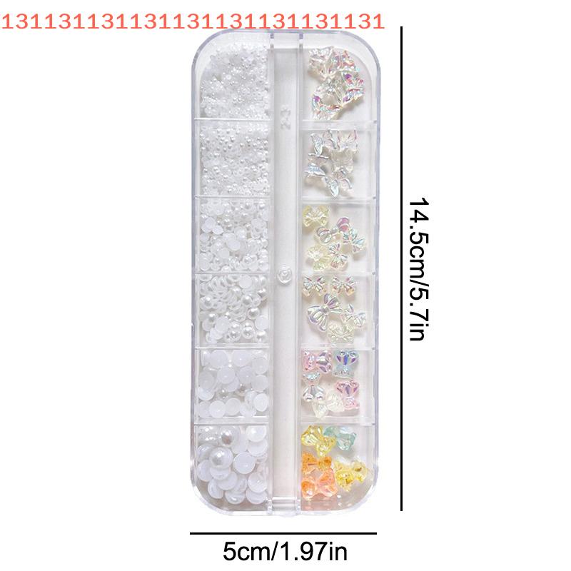 Butterfly Pearl Charms Resin Bowknot Manicure Decorations Nail Art Supplies 12 Grids Aurora Mini 3D Nail Art Kit