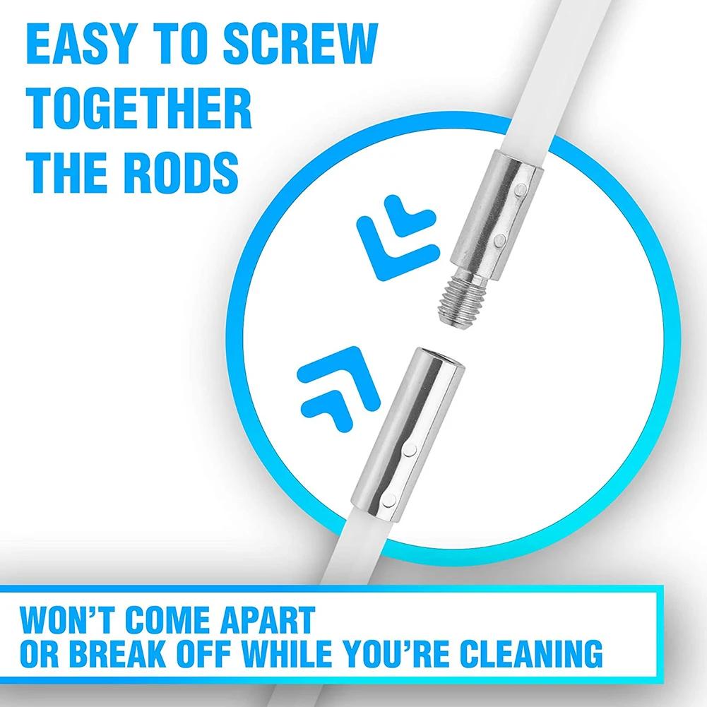 Chimney Brush Set with Long Handle Rods Flue Sweeping Brush 100/150mm Brush Head Air Duct Cleaning Tool for Chimney Dryer Pipe