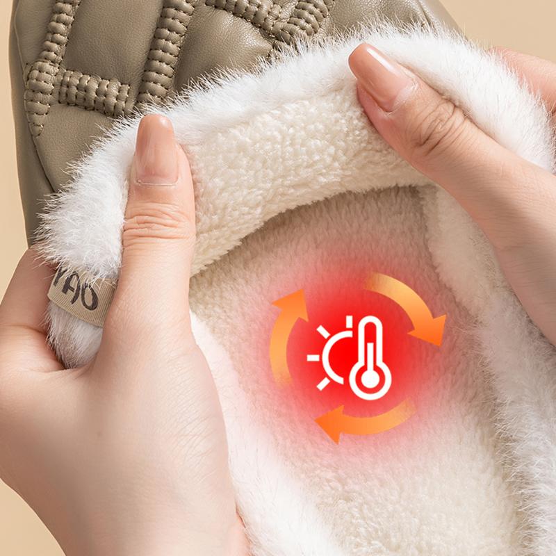 Fashion Indoor Waterproof Cotton Slippers for Women Thick Bottom Non Slip Home Plush Slides Woman Comfortable Fluffy Platform Slippers