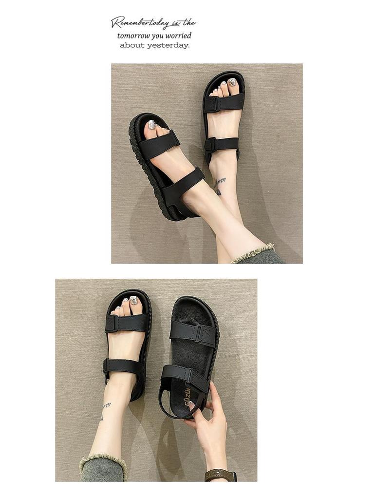 2024 Damen Sandalen im koreanischen Stil mit flachem Klettverschluss - Bequem, trendig römisches Ein-Riemen-Design für den Sommer