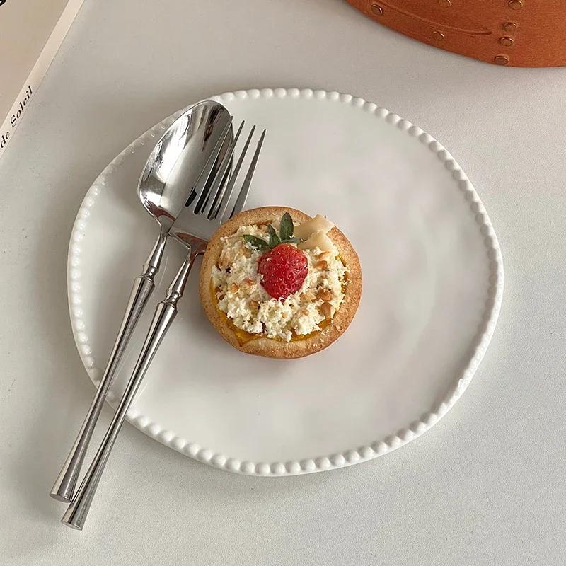 White Premium Ceramic Plate Vegetable Plate Household Western Food Steak Plate Fruit Dessert