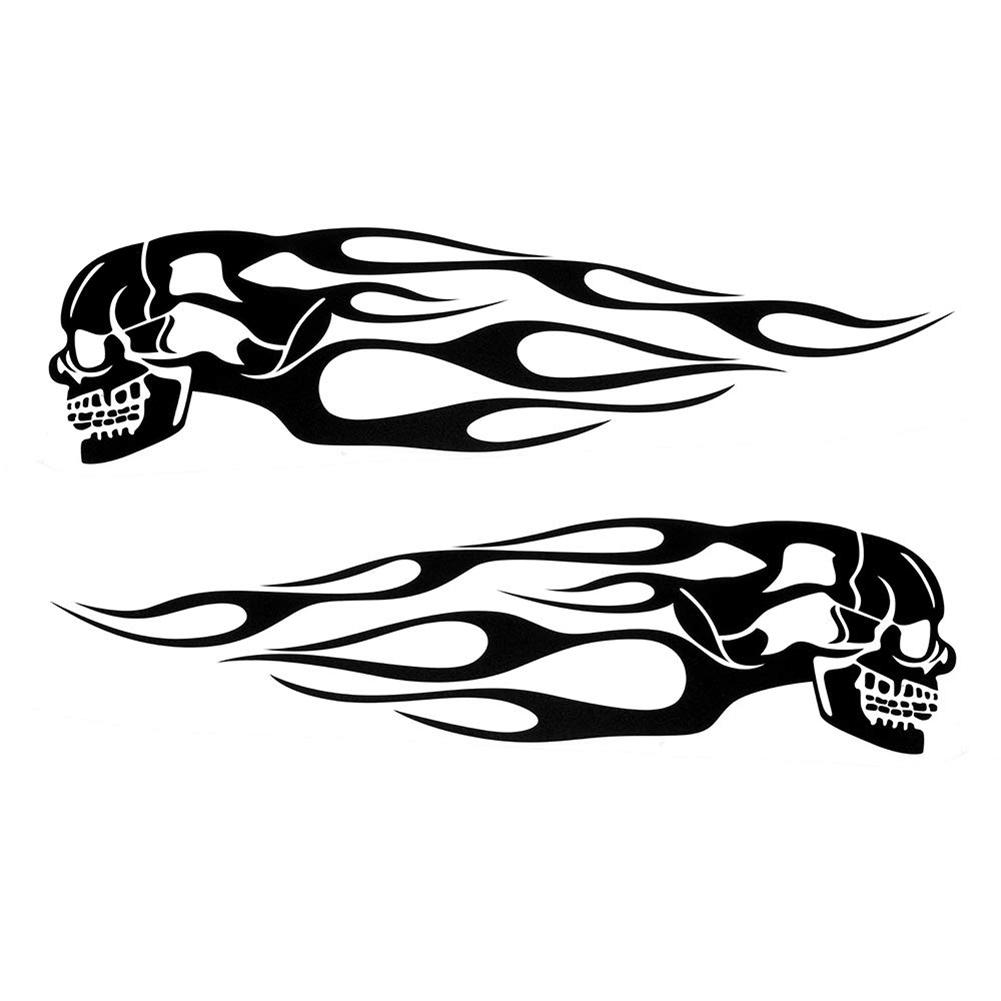 2Pcs Universal Motorcycle Gas Tank Skeleton Flames Badge Decal Stickers