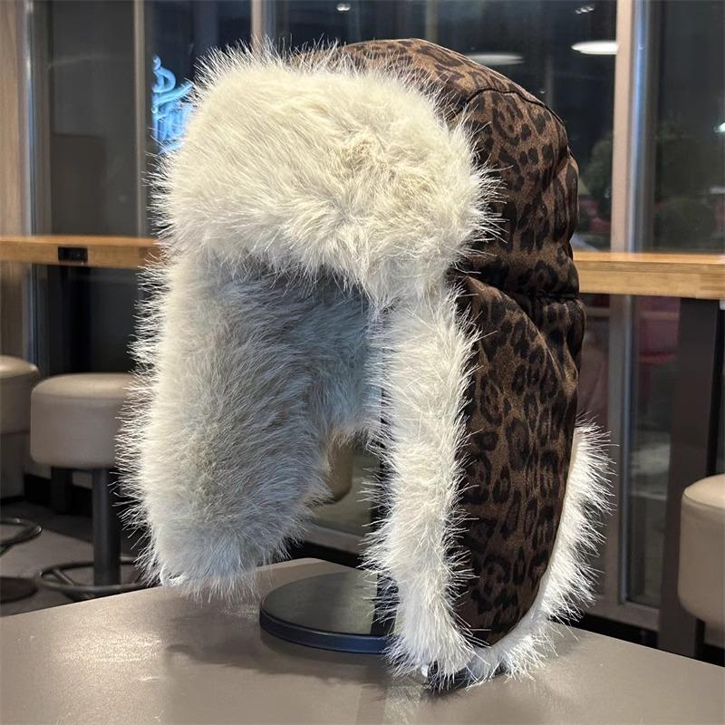 

Флисовая и утепленная шапка-ушанка в корейском стиле Теплая шапка для полетов для велоспорта на открытом воздухе Ветрозащитная шапка с защитой ушей M（56-58cm）