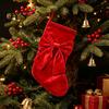 Large Capacity Present Bag Soft Velvet Christmas Stocking for Fireplace Decor, Hanging Gift Eve Treat Pouch with Bow, Plush Candy Tote Kids,