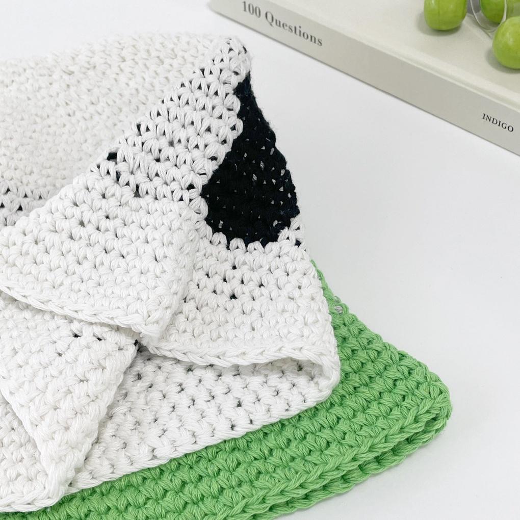 Damen Täglicher Punkt Blume Handgestrickter Bucket