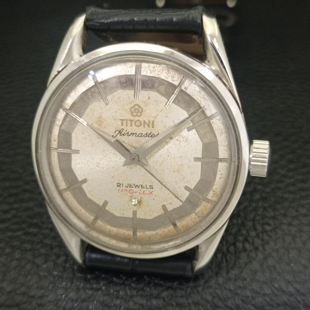 VINTAGE TITONI AIRMASTER TITOFLEX HAND-WINDING SWISS MENS WATCH a703226-1 R213a-a703226