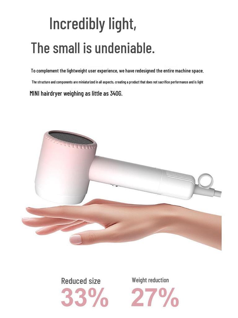 Mini 5W/8W/12W Hair Dryer with Negative Ion Care - Portable, Low-Power, Quick-Dry for Dorms