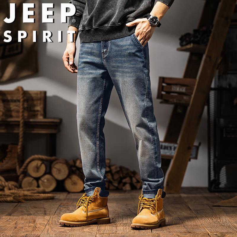 JEEP SPIRIT Men's Retro Straight Fit Stretch Jeans