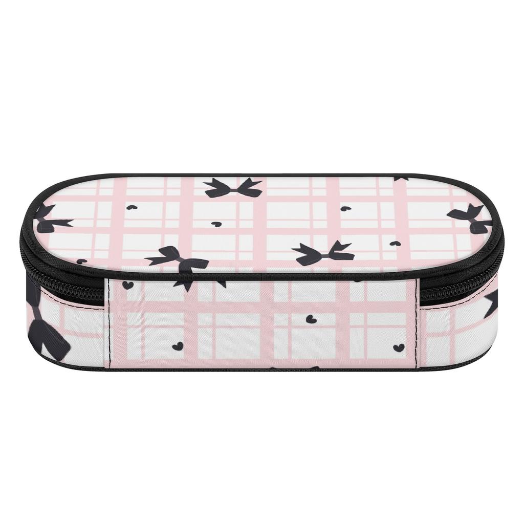Pencil Pouch Printed 300D Polyester Zip Around Closure with Main Compartment Mesh Pocket and Pen Slots for Daily School Use