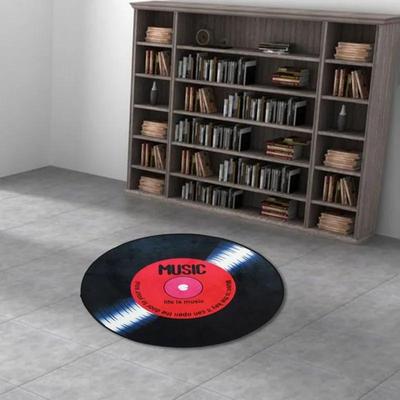 Vinyl Record Printed Soft Fabric Round Floor Mat Carpet Room Area Bedroom Rug Modern