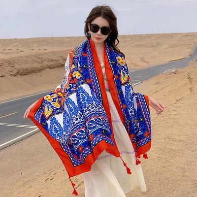 Travel Beach Sunscreen Scarves For Women Bikini Large Sarong Wrap Scarf Brazilian Swimsuit Bathing Cover-Ups 90X180Cm