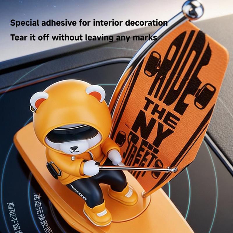 1 Stück Auto-Wackel-Surfer-Bär Kreatives Ornament für Auto-Mittelkonsole Autozubehör