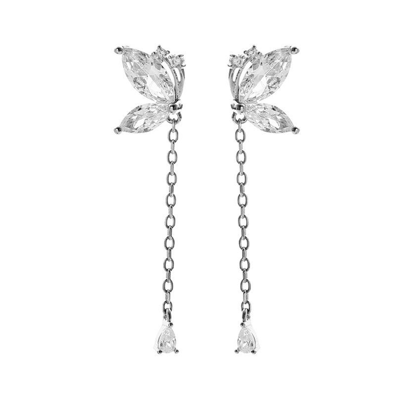 925 Sterling Silver Butterfly Tassel Earrings for Women - Elegant Summer Studs