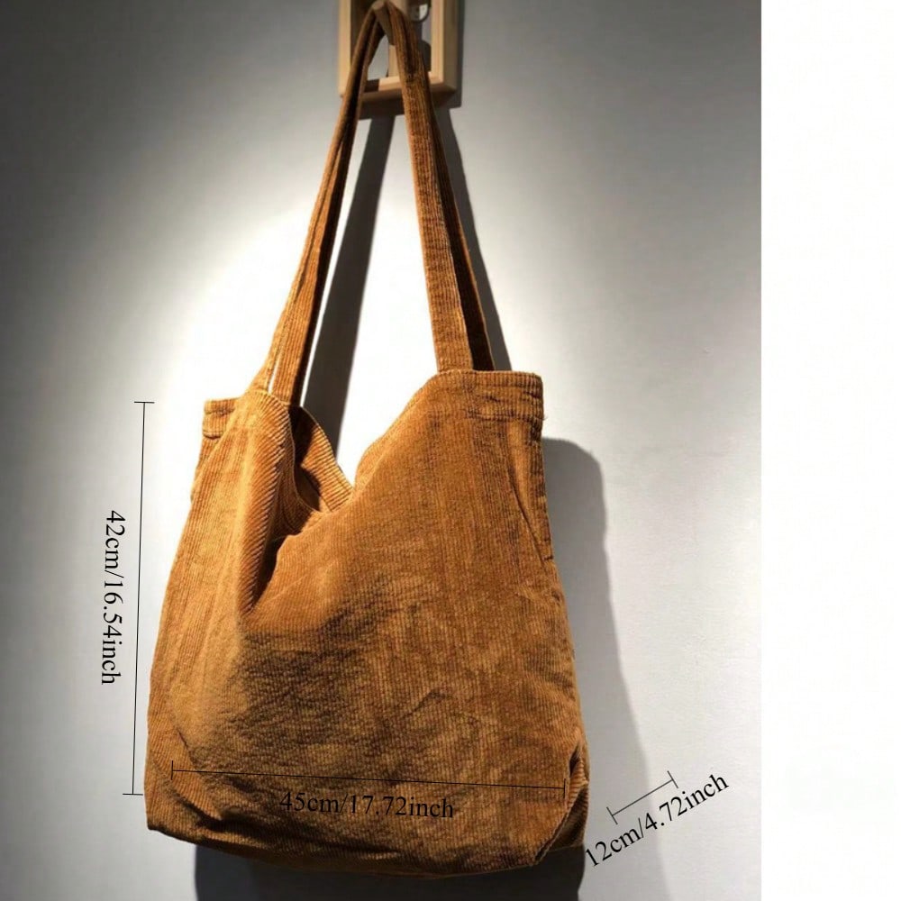 Veelzijdige Grote Boodschappentas in Koreaanse Stijl, Casual Artistische Minimalistische Vintage Schoudertas voor Dames Brown veelkleurig