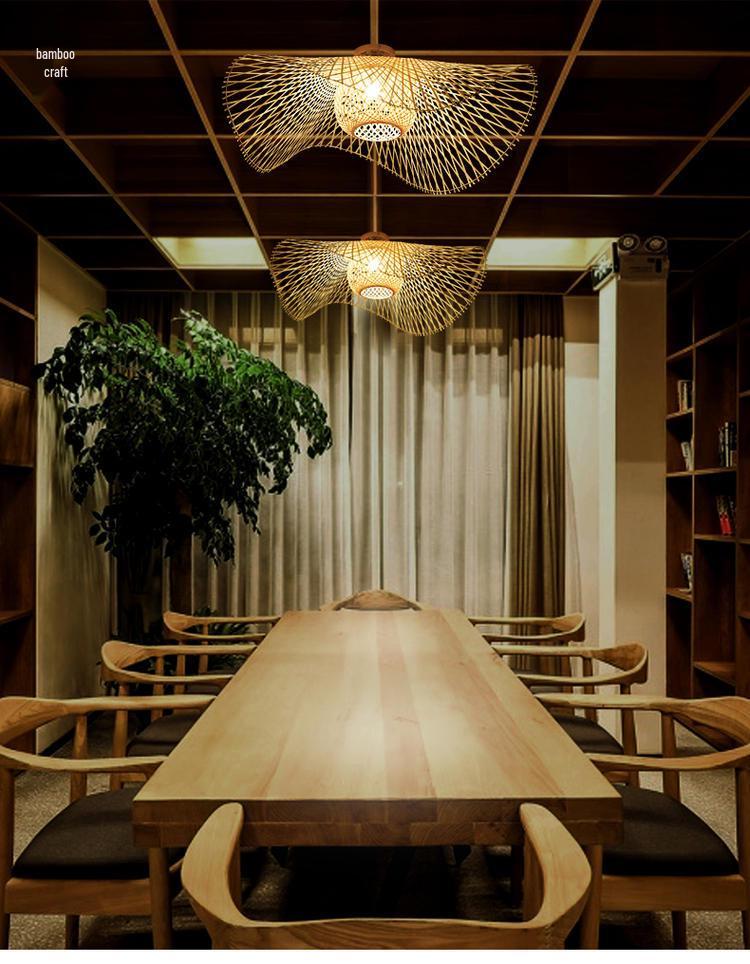 Zen Bamboo Weaving Ceiling Light: Creative Asian-Inspired Lighting for Hotels, Restaurants, Bedrooms, and Studies