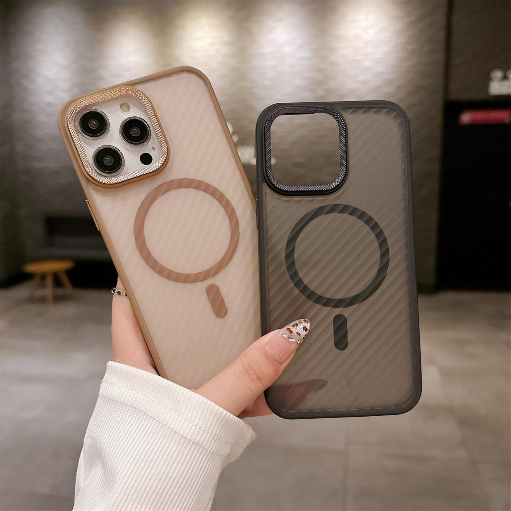 Twill Skin Sensing Magnetic Suction Suitable for Apple 16ProMax Mobile Phone Case Advanced Sensing Diamond Lens Case