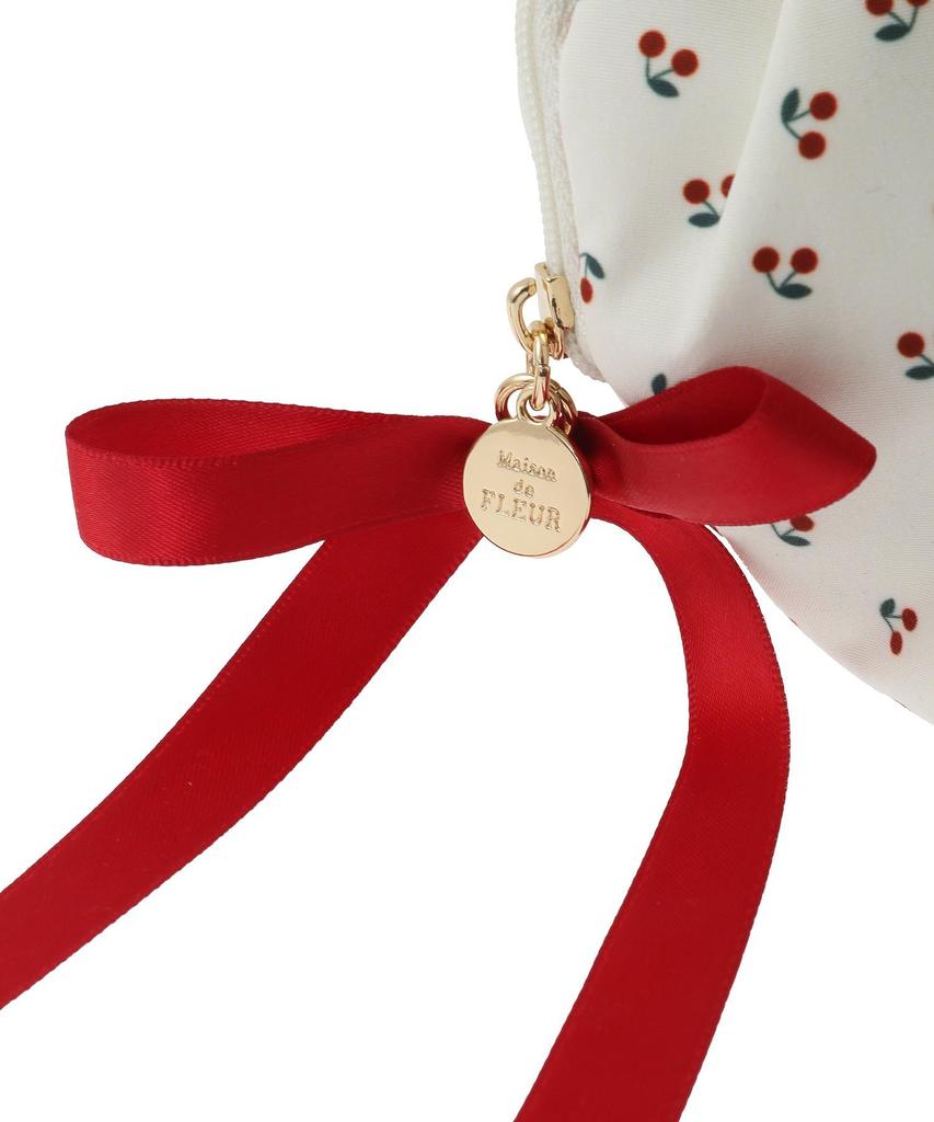 Maison de Fleur Cherry Print Pouch, Women's, Ivory