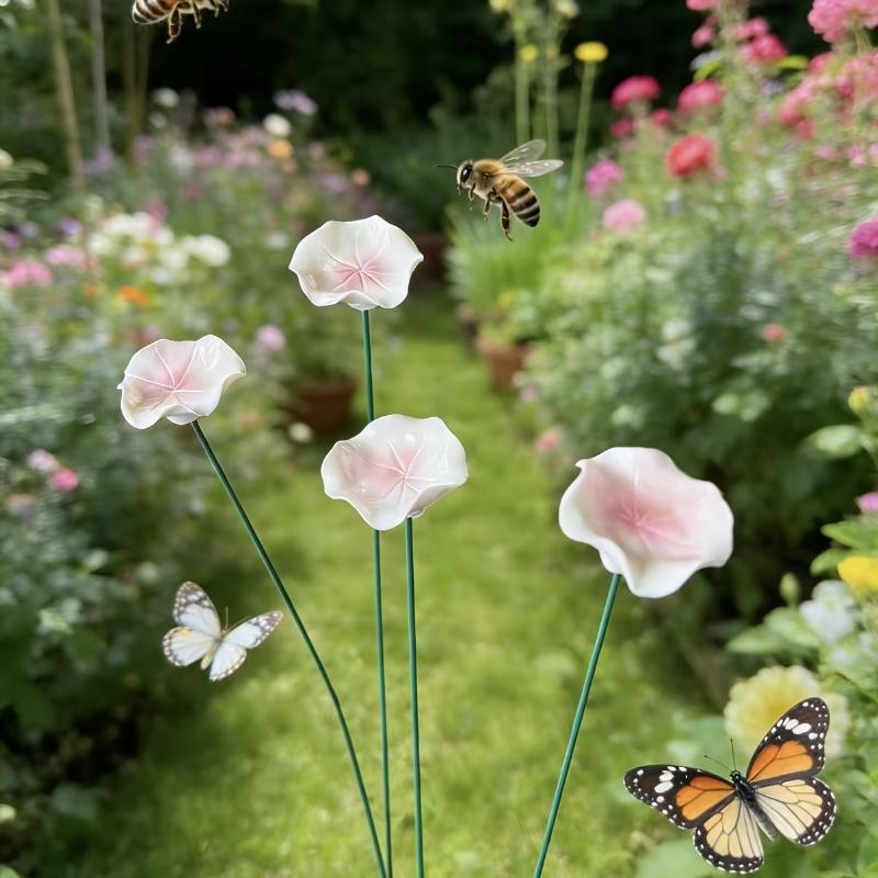 2pcs Flower Bee Sugar Feeders Butterfly Water Ceramic Feeders For Outdoor Bee Feeding Indoor Decoration Gardening Accessories