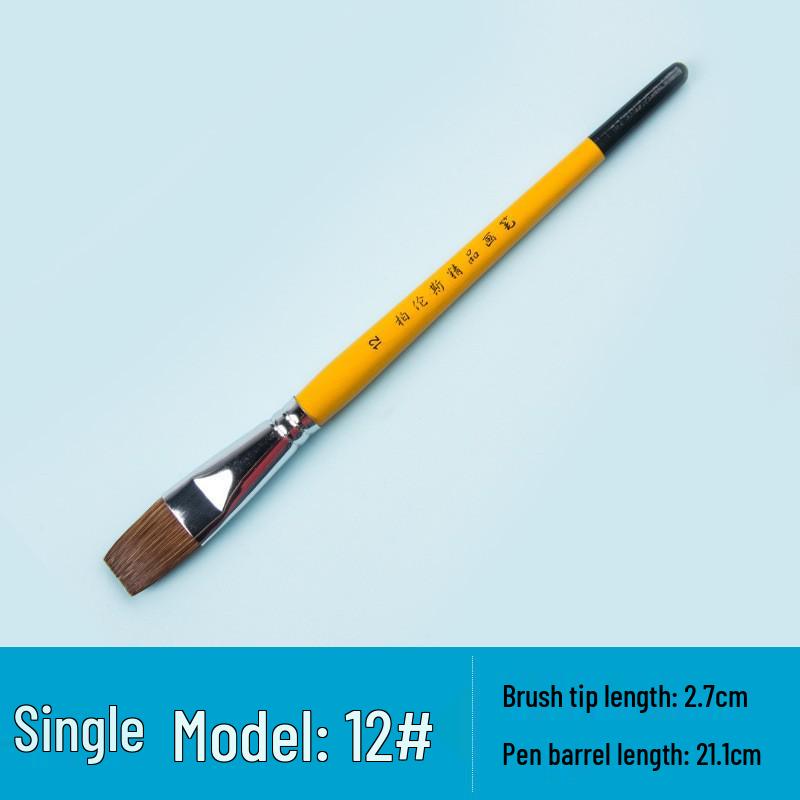 Flat Head Nylon Watercolor & Acrylic Brush Set with Wooden Handle in Brown Pigment Gift Box