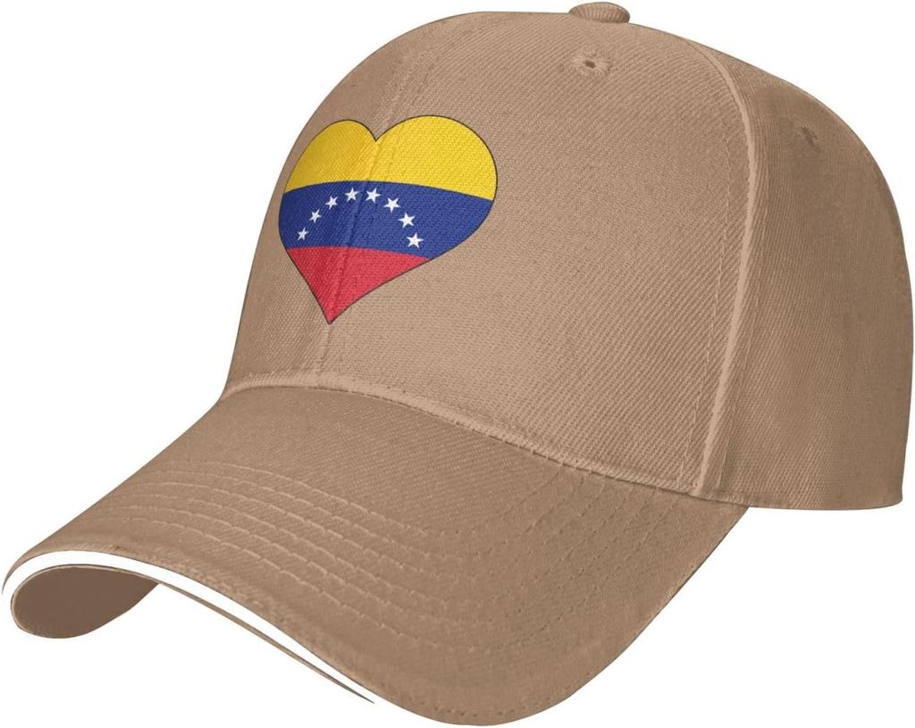 Venezuela Flag Heart Baseball Cap Polyester Adjustable Outdoor Sun Hat Unisex