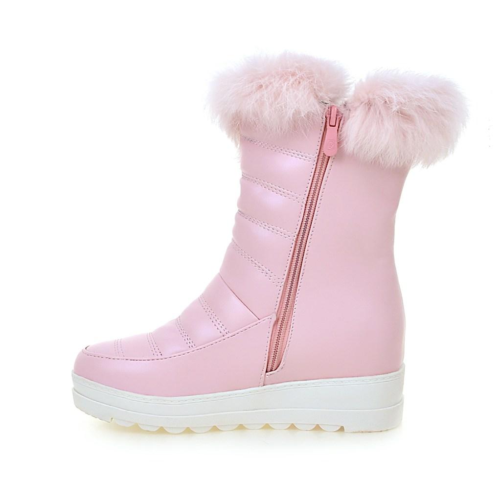 Women's snow boots winter new flat-bottomed slope heel rabbit fur short boots large size warm plush short boots
