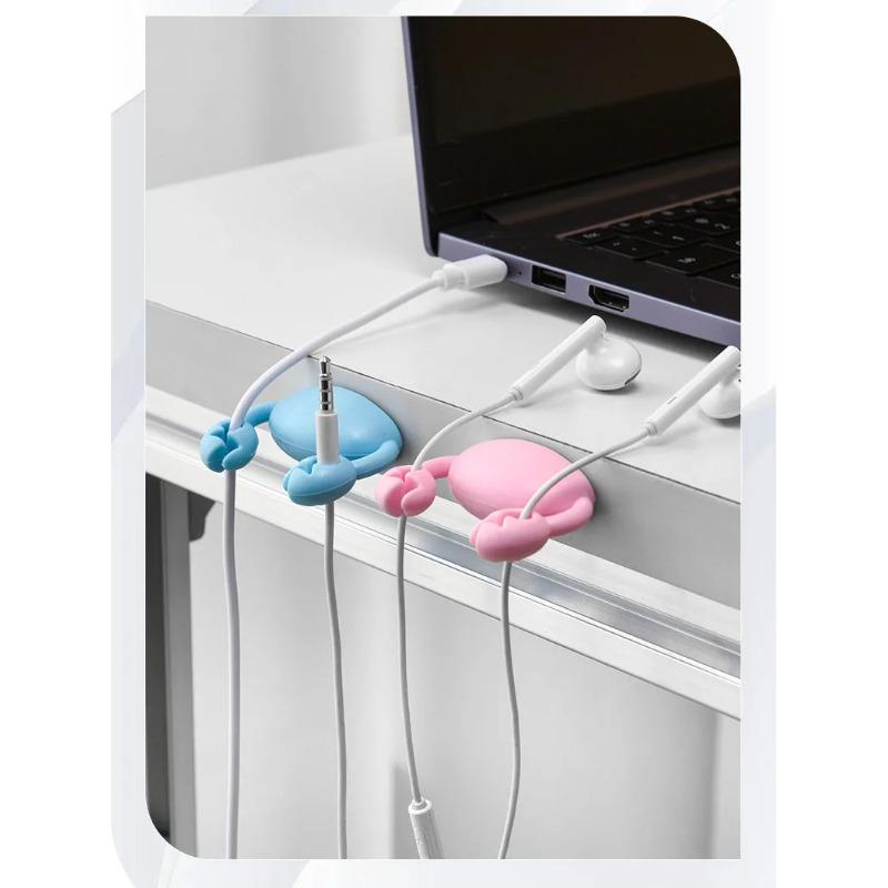 Organizador de Cabos Clipe Caranguejo Fofo Suporte para Cabo de Dados Organizadores Fixadores de Cabo de Carregamento de Celular Mesa Autoadesivo Suporte Arrumado para Fios