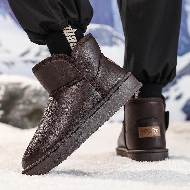 Herren Winter Freizeitmode rutschfest abriebfest dicke Sohle hohe Stiefel aus Baumwolle mit Plüschkomfort dicke Schneestiefel
