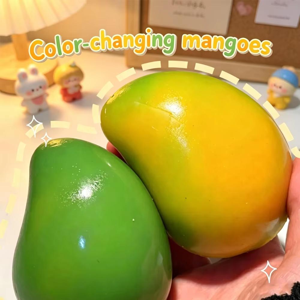 Ręcznie robiona chrupiąca mango piłeczka antystresowa do ściskania, zmieniająca kolor mango squishy piłeczka Fidget, Zabawka sensoryczna ASMR do łagodzenia stresu