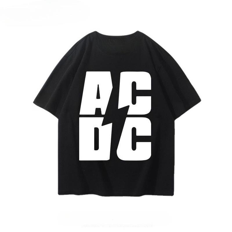 ACDC Band T-shirts for Men and Women with Retro Prints, A Classic European and American Band Metal Rock Trend, Ins Half-sleeved