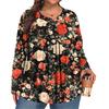 Dámská móda plus size Tištěný ležérní plisovaný top s kulatým výstřihem a dlouhým rukávem