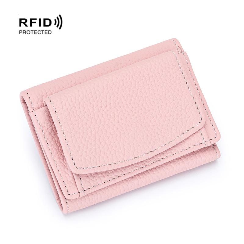 Kompaktowy portfel trójdzielny w stylu japońsko-koreańskim z prawdziwej skóry