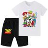 WA1382 Girls Boys Cartoon Print Short Sleeves T-shirt Shorts Sets