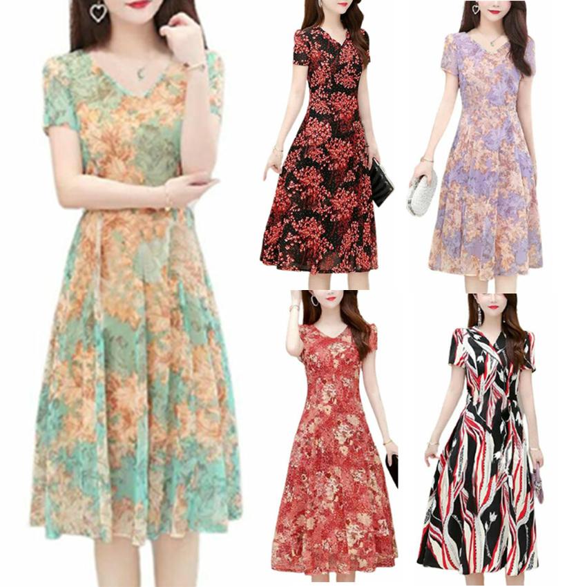 Buy Summer Floral V-neck Midi Dress 