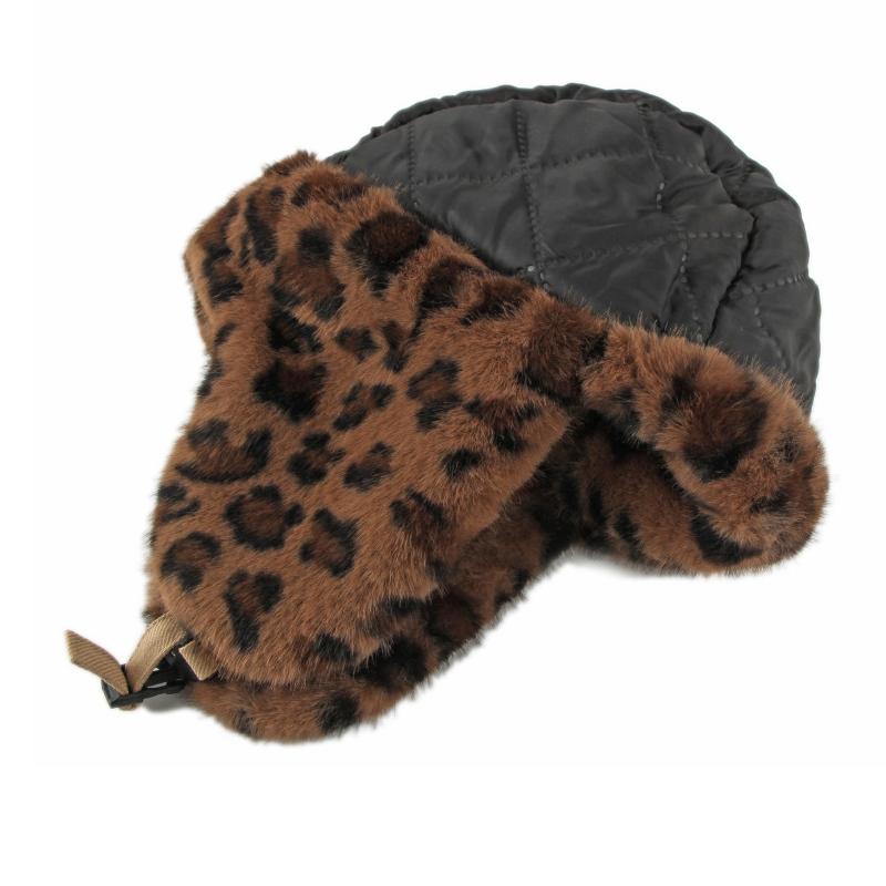 Leopard Plüsch Bombermütze Herren Damen Herbst Winter Dick Winddicht Kalt Skimütze Baumwollmütze Ohrenschutz Reitmütze