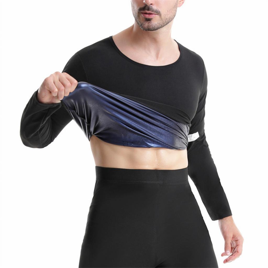 Mens Sauna Suit Hot Polymer Sweat Shirts Long Sleeve Workout Tank Tops Shapewear Waist Trainer Body Shaper Athletic Slimming Sweatshirt