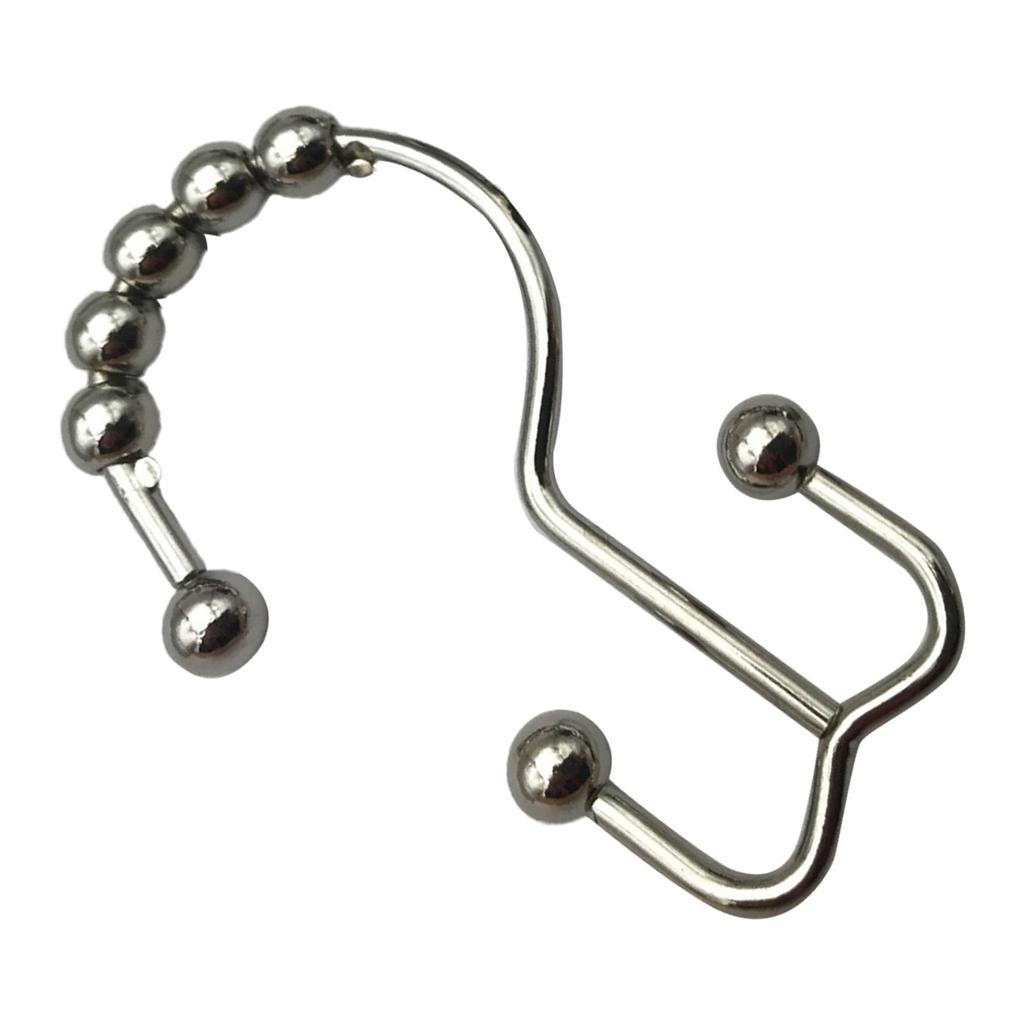 12PCS Shower Curtain Hooks Rustproof Metal Iron Double Sided Bath Curtain Hook Rings for Bathroom Bl
