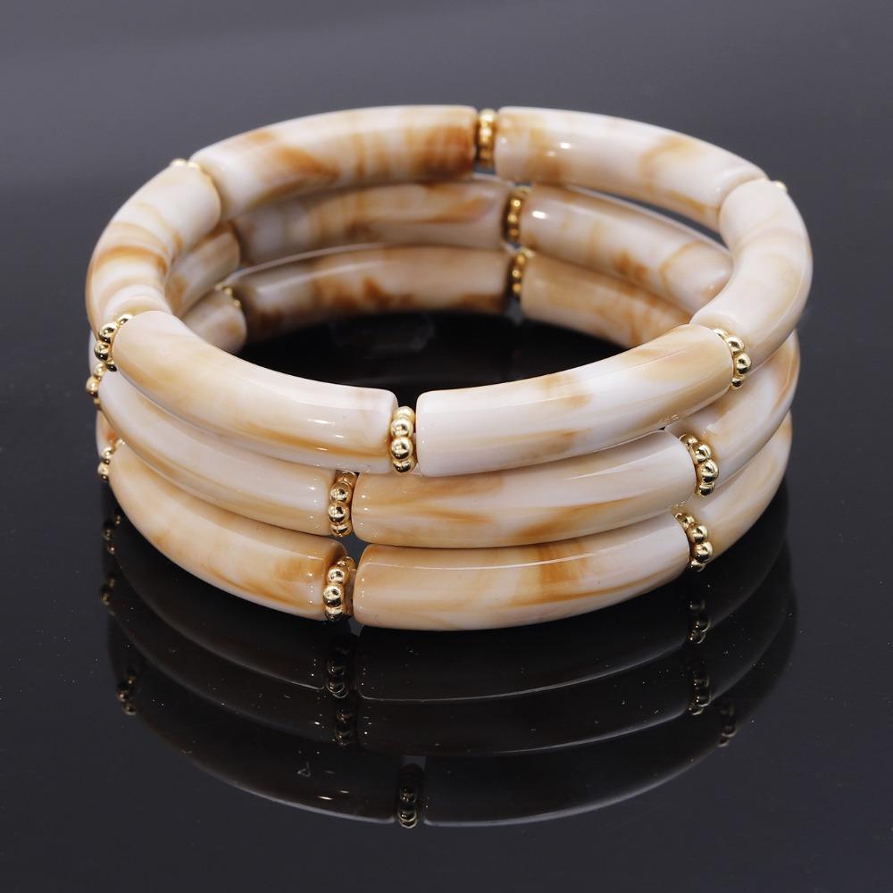 

3pcs Multilayer Bamboo Tube Beads Bangles Set Bohemian Retro Hand Ring Jewelry Gifts сірий