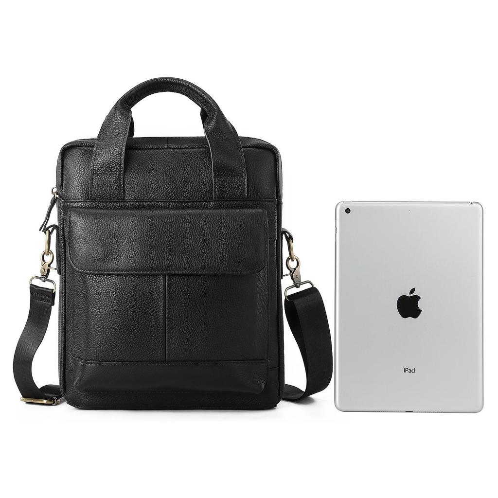 A4 Vertical Document Retro Men's Cowhide Crossbody Briefcase Shoulder Bag