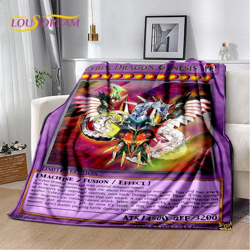 Monster Gold Card Cartoon Yu-Gi-Oh Anime Blue Eyes Dragon Game Soft Flannel Blanket for Bed Bedroom Sofa Picnic,Outdoors Leisure