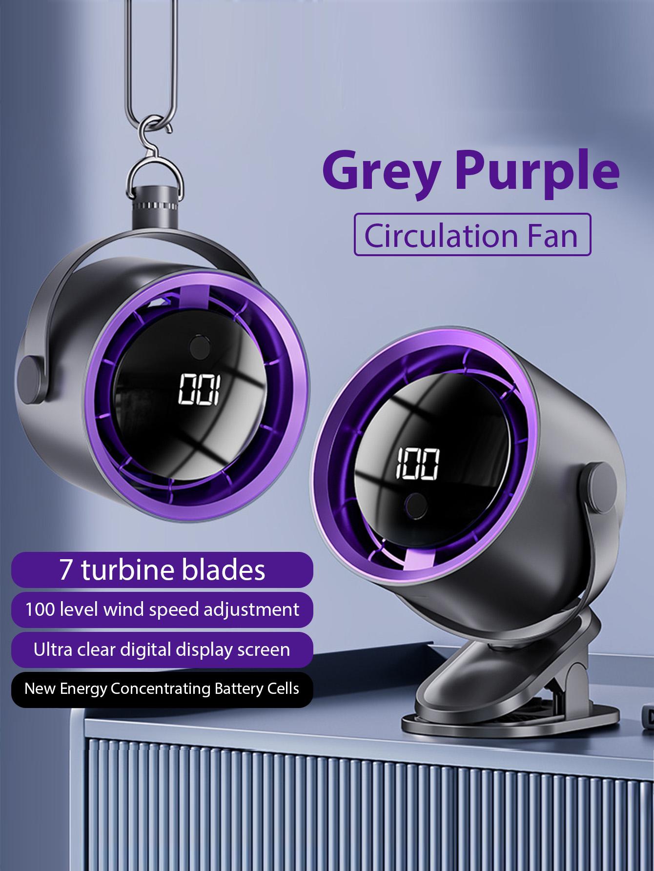 

New Rechargeable Desktop Cooling Fan with Smart Digital Display Wall-mounted Mini Fan for Dormitories Office Adjustable Clip Fan фиолетовый