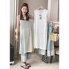 Women's Summer Knit Knee-Length Dress with Hollow Design & Long Slit